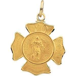  14K Yellow Gold St. Florian 25.25 MM Medal Jewelry