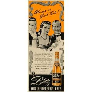  1939 Ad Blatz Old Heidelberg Beer Pilsener Brew Alcohol 