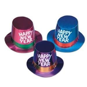  Foil Hi Hats w/Glittered HNY (asstd colors w/silver 