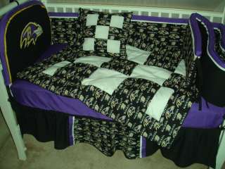   made Baby Nursery Crib Bedding Set made w/Baltimore Ravens fabric New