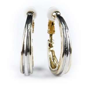 Silver and Gold Hoop Earring Clip On SusanB. Jewelry
