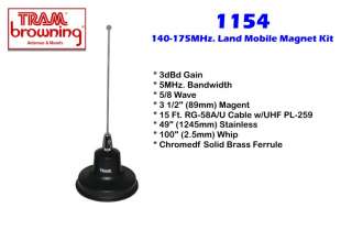 Tram Browing 1154 VHF 5/8 Wave Mobile Antenna with Magnet Mount  