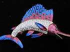 RHINESTONE Deep Sea Ocean Marlin Sword Fish Pin Brooch