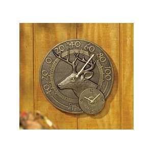   Copper Whitehtail Thermometer Clock Combo (01960)