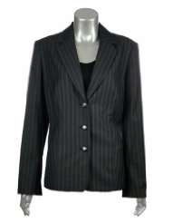 Reba Dreamweaver Pinstripe Blazer Jacket Black 10 [Apparel] [Apparel]