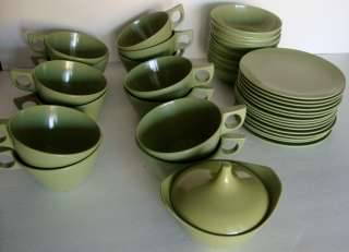 Large Lot of Green Texas Ware Melmac Dishes Cups Bowls Saucers Sugar 