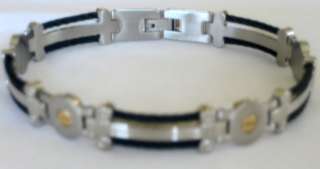 Stainless Steel & 14K Men’s Cable Bracelet 8.5 Inches  