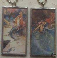 STORYBOOK MERMAIDS DOUBLE SIDED ART GLASS PENDANT  