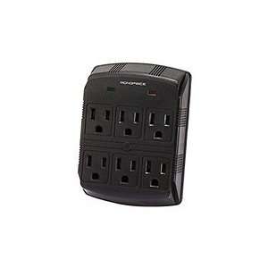  Black 6 Outlet Power Surge Protector Wall Tap w/ Power 