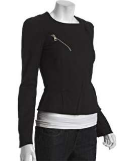 Alexander McQueen black cotton twill asymmetrical zippered jacket 