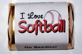 60 SOFTBALL BASEBALL CANDY WRAPPERS FAVORS Personalized  