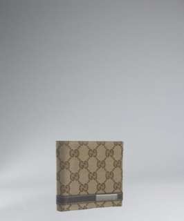 Gucci beige GG canvas bar detail bi fold wallet   
