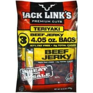 JACK LINKs Premium Cuts TERIYAKI Beef Jerky Snack Pack   3 Pack of 4 