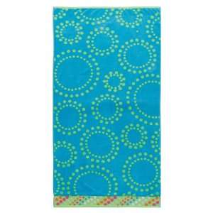 Circle Dots Teal Lime 32x63   Super Luxury Velour Jacquard Beach Towel 