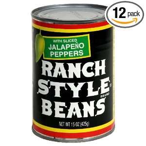 Ranch Style Beans with Sliced Jalapeno Peppers 15oz Can (Pack of 12 