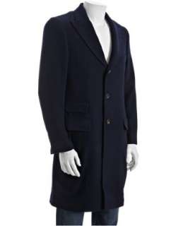 Brunello Cucinelli navy wool/cashmere three quarter length topcoat 