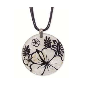   Hibiscus Painted Shell Necklace Fashion Jewelry by Zad Jewelry