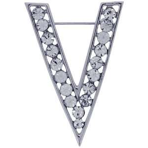  Silver Victory Sign Austrian Crystal Holiday Pin Brooch Jewelry