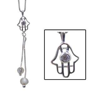 Jewish Jewelry, Sterling Silver Necklace Pendant. With Cubic Zirconia 