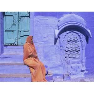Portrait of a Local Woman in the Blue City, Jodhpur, Rajasthan State 