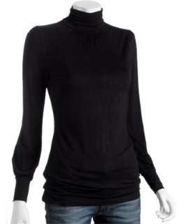 Design History black ruched turtleneck bishop sleeve tunic   