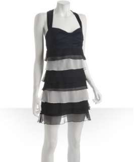 KAS navy tiered Devon cross back dress  