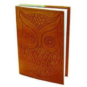  Owl   Leather Writing Journal   Blank   Hand Embossed 4 x 