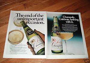 1969 Champale Champagne Ad Lot of (2) Ads Malt Liquor  