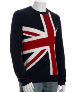 Harrison navy and red cashmere Union Jack sweater   