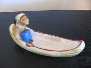 Vintage Occupied Japan Native Canoe Figurine  