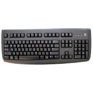   English LogiTech 250 USB Computer Keyboard (Black with White Letters