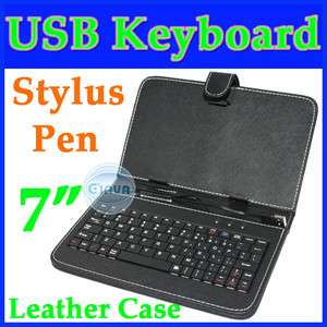   Stylus Pen USB Keyboard Leather Case For 7 Tablet PC MID Pad  