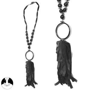 sg paris women necklace long necklace with agate 70cm+ black & white 