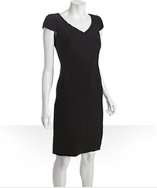 Tahari ASL black crepe cap sleeve sheath dress style# 319050301
