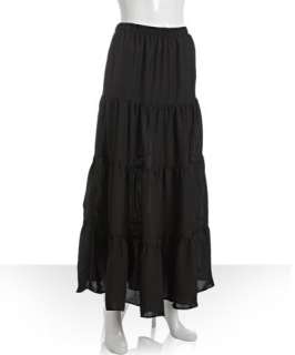 Wyatt black crepe tiered maxi skirt