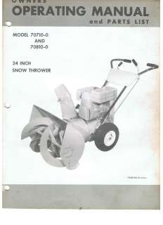   OWNERS MANUAL OPERATING & PARTS LIST SNOW BLOWER THROWER MODEL 70710