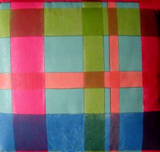 Vinyl Patio Tablecloth Umbrella Hole Zipper Colorful Plaid Design 60 x 