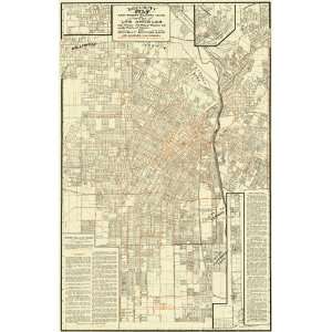   ANGELES CALIFORNIA (CA) STREET RAILWAY GUIDE MAP 1908