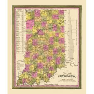  STATE OF INDIANA (IN) AUGUSTUS MITCHELL MAP 1846