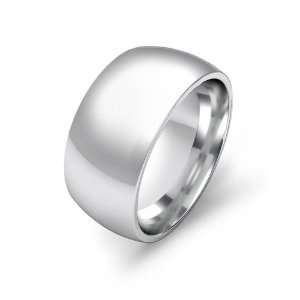 13.9g Mens Dome Wedding Band 10.5m Heavy & Comfort Fit 18k White Gold 