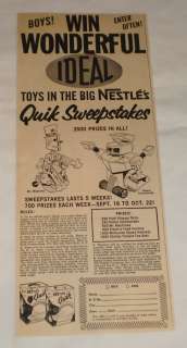   /Nestles Quik ROBOT TOYS Sweepstakes ad ~ Mr Machine, Robot Commando
