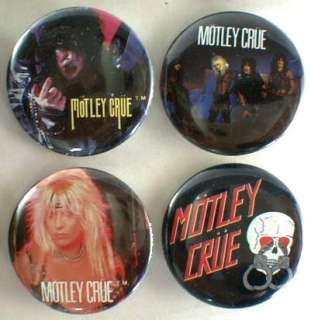 MOTLEY CRUE 1983 85 Pinback Buttons Pins Badges 4 Different  