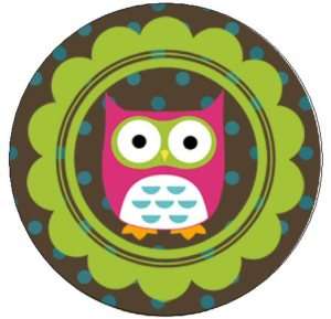CUTE PINK OWL   1 Round Labels Seals / Stickers  