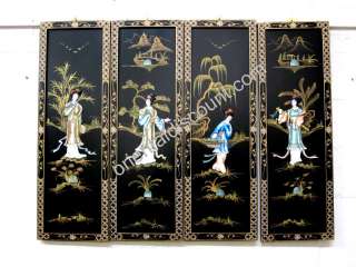   Lacquer Four Palace Beauties Wall Decor Plaques Asian Furniture  