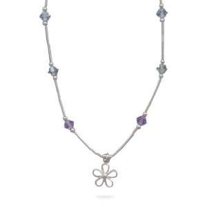 13+2Extension Necklace with Multi Color Crystals and Flower Charm