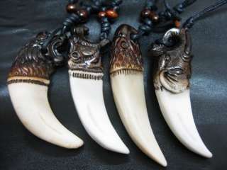 12pcs Yak Bone Lion&Tiger Tooth Mans Pendant&necklace  