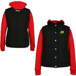   Red Black 3 in 1 Full Zip/Full Button Hoodie Jacket