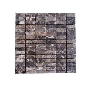  Emperador dark small brick mosaic tumbled 3/4 x 2