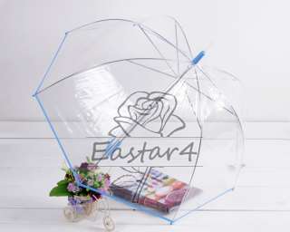 Clear Transparent Dome Birdcage Rain Sun Umbrella with color Trim