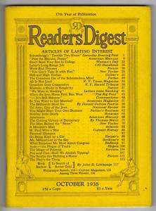 VINTAGE READERS DIGEST OCTOBER 1938  